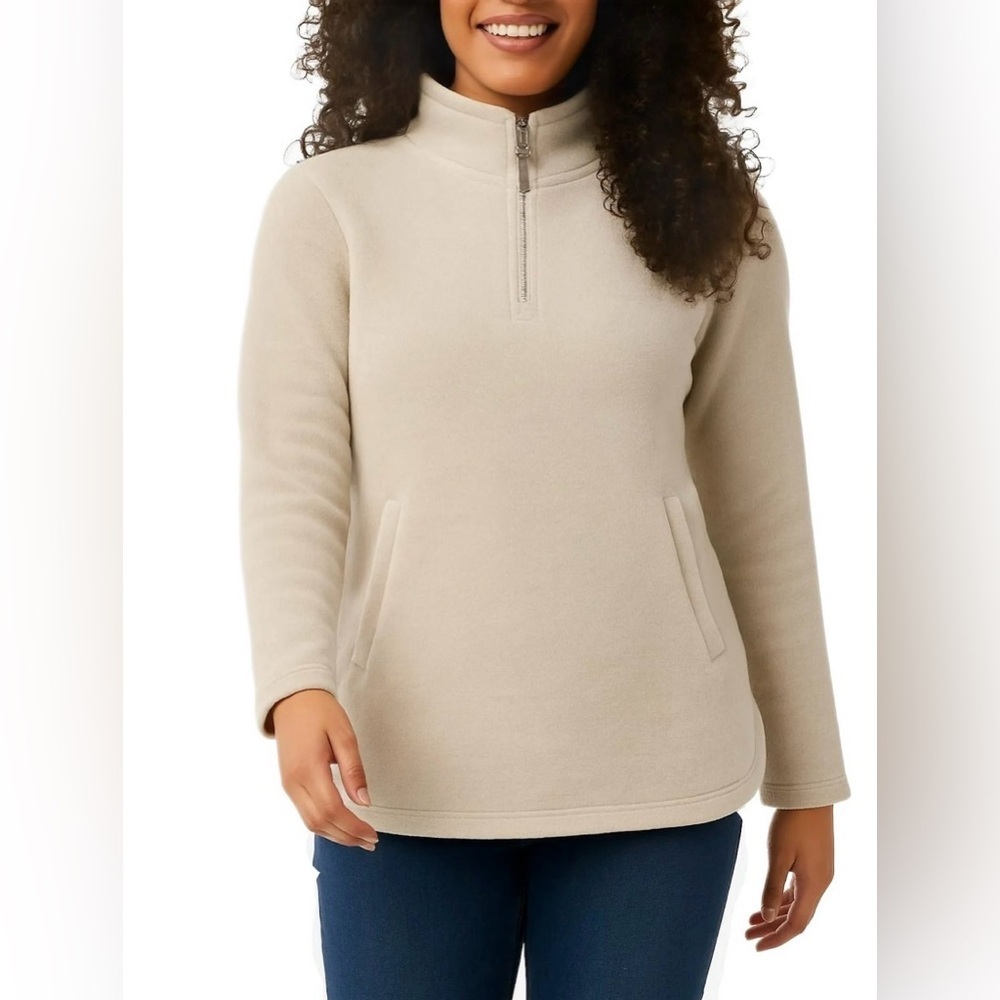 32 Degrees HEAT Beige Fleece Quarter Zip Jacket